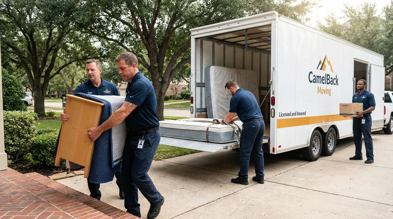 Crew loading residential truck for cross-state move from Hinesville, GA