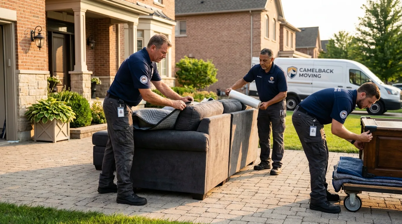 Large estate moving crew wrapping furniture in Hinesville, GA