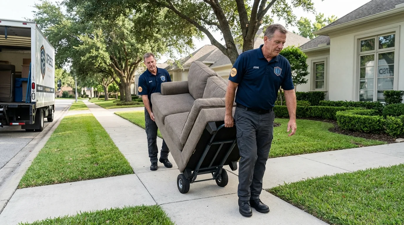 Local residential moving crew loading furniture in Hinesville, GA
