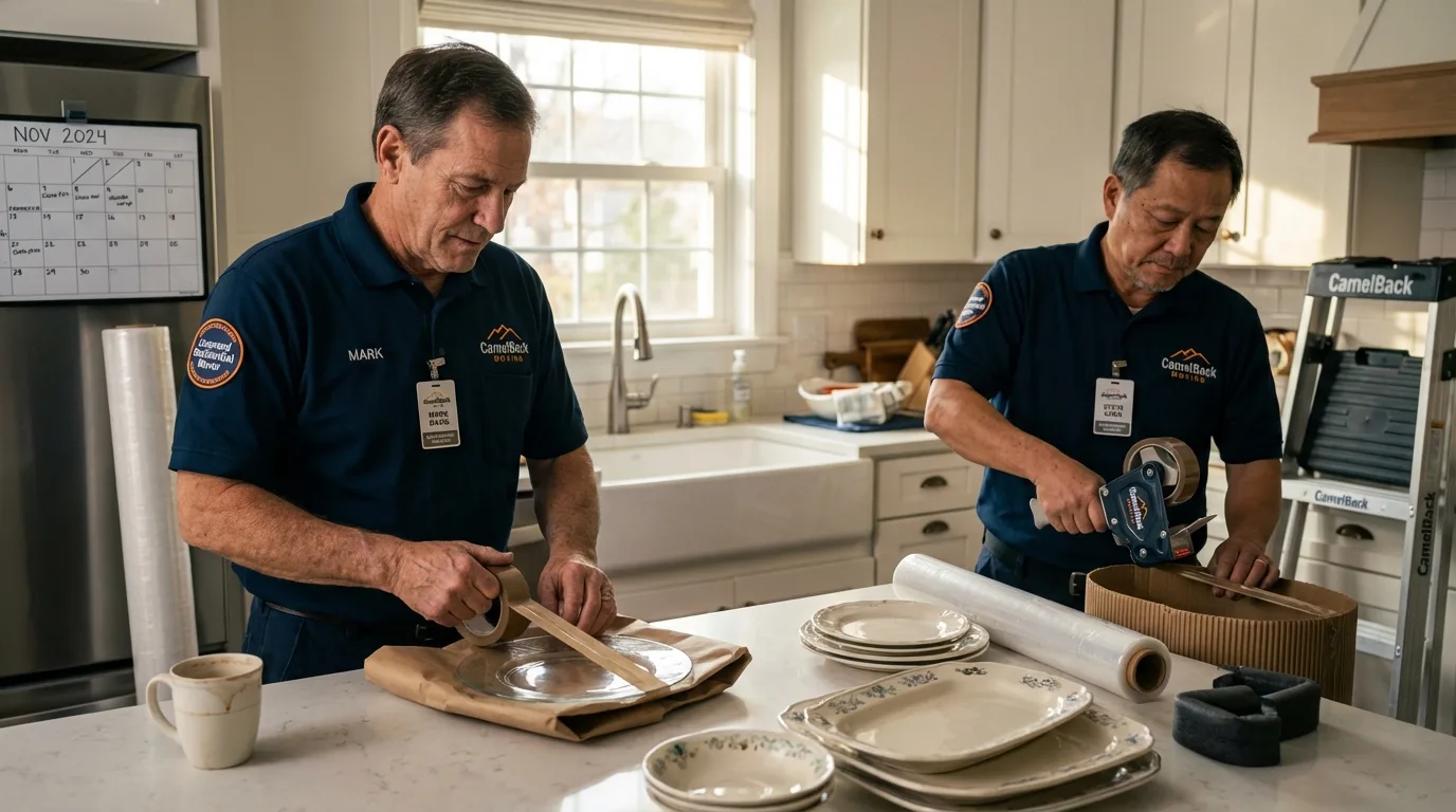 Professional crew packing kitchen dishware in Hinesville, GA