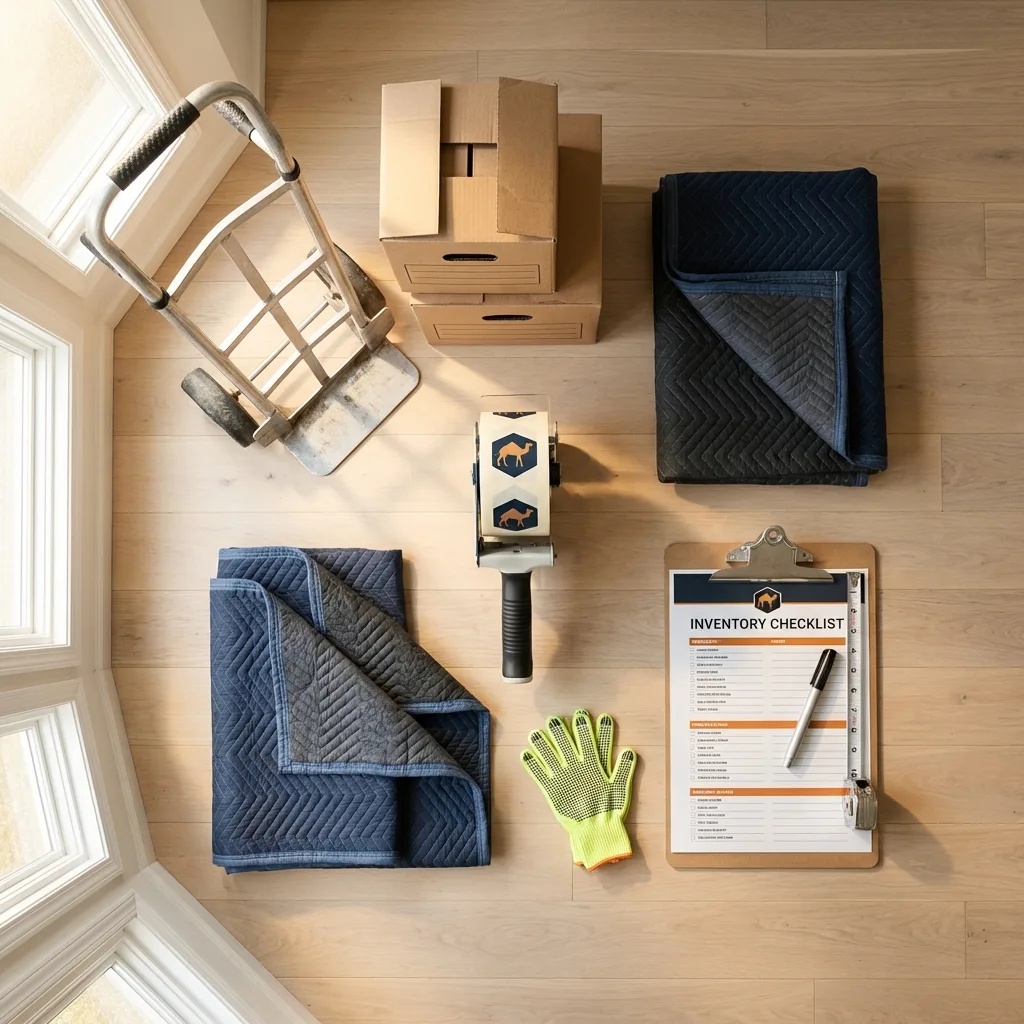 Professional moving supplies and packing materials layout for Hinesville residential relocations